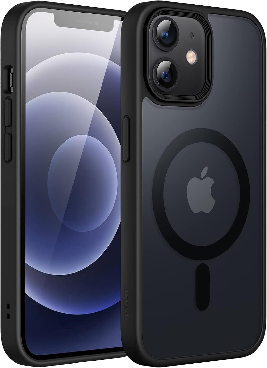 JETech Magnetic Case for iPhone 12/12 Pro 6.1-Inch Compatible with MagSafe, Translucent Matte Back Slim Shockproof Phone Cover (Black)