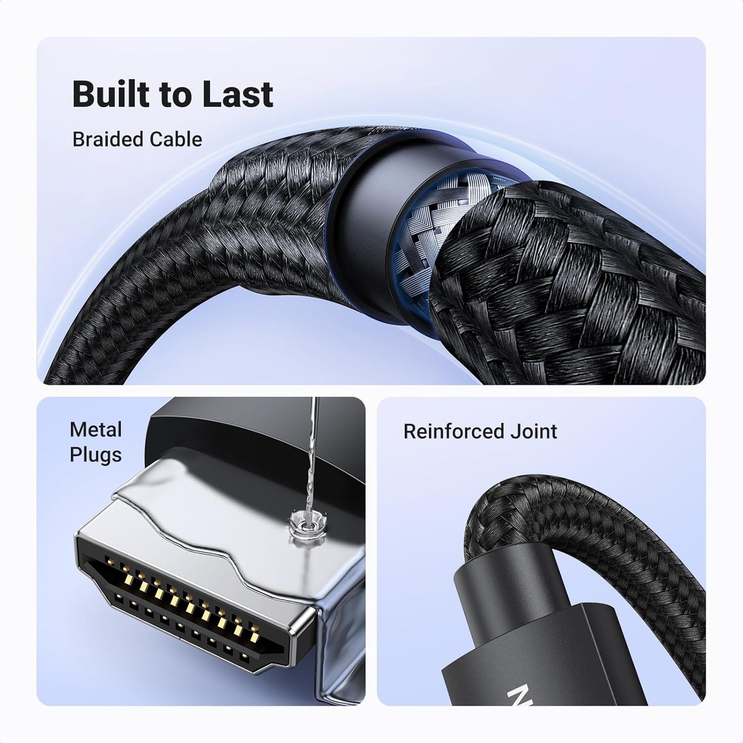 UGREEN HDMI 2.1 Cable 5M 10K 8K@60Hz Certified Ultra High Speed HDMI Cord Braided 48Gbps 4K@240Hz Support Dynamic HDR eARC Dolby Atmos HDCP Compatible with PS5 PS4 Xbox Roku TV HDTV Blu-ray Projector