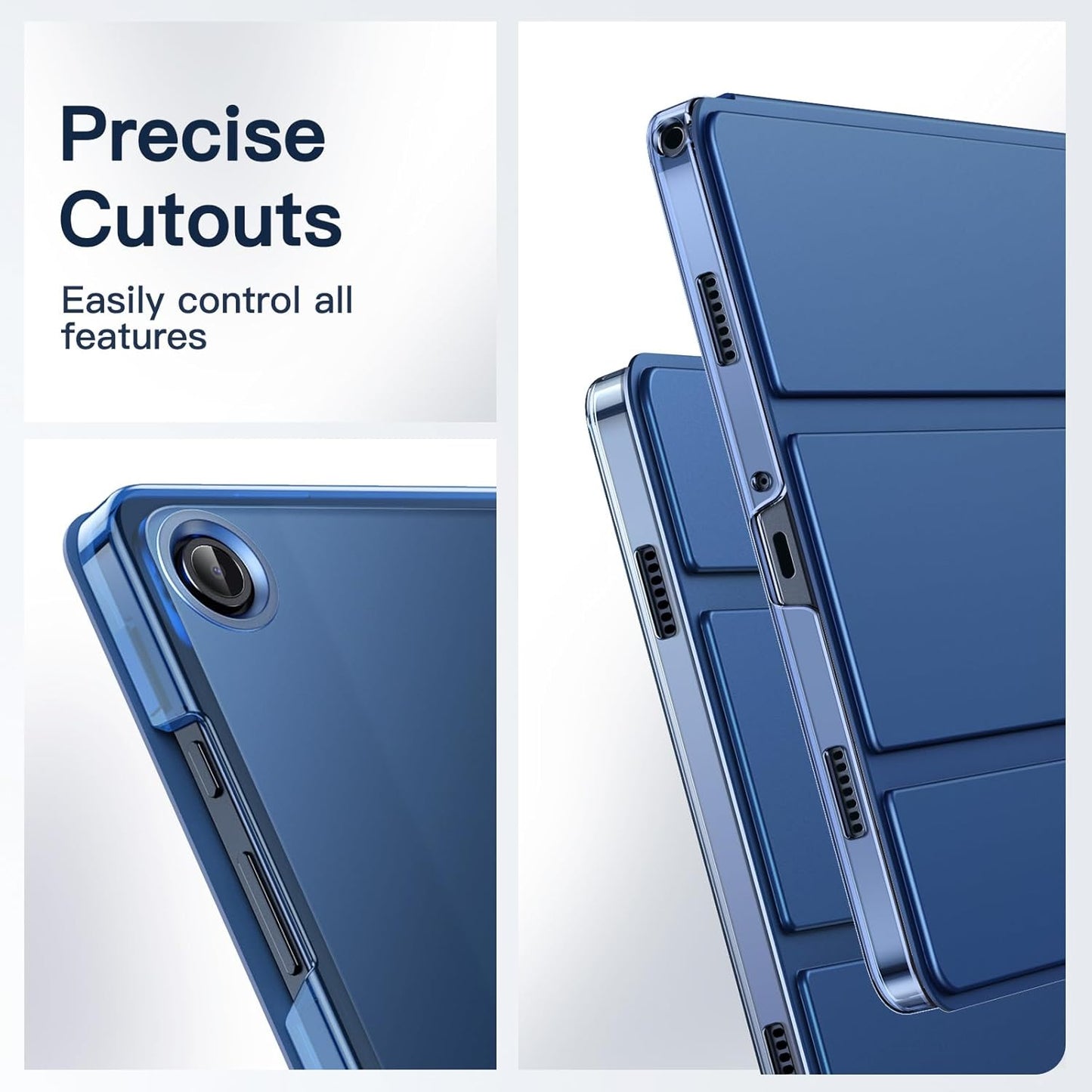 JETech Case for Samsung Galaxy Tab A9+ / A9 Plus 11-Inch 2023, Slim Translucent Back Tri-Fold Folio Stand Protective Tablet Cover, Auto Wake/Sleep (Navy)