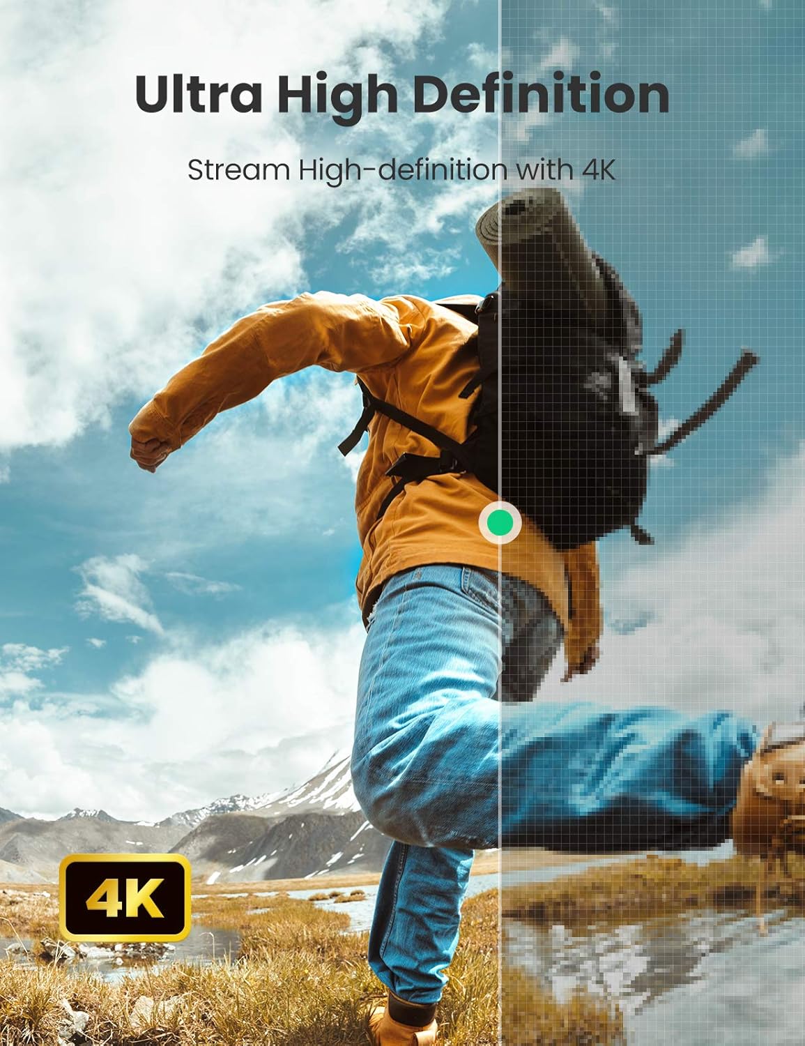 4K Micro HDMI to HDMI Cable 1M Adapter, Braided Micro HDMI Cable 4K 60Hz