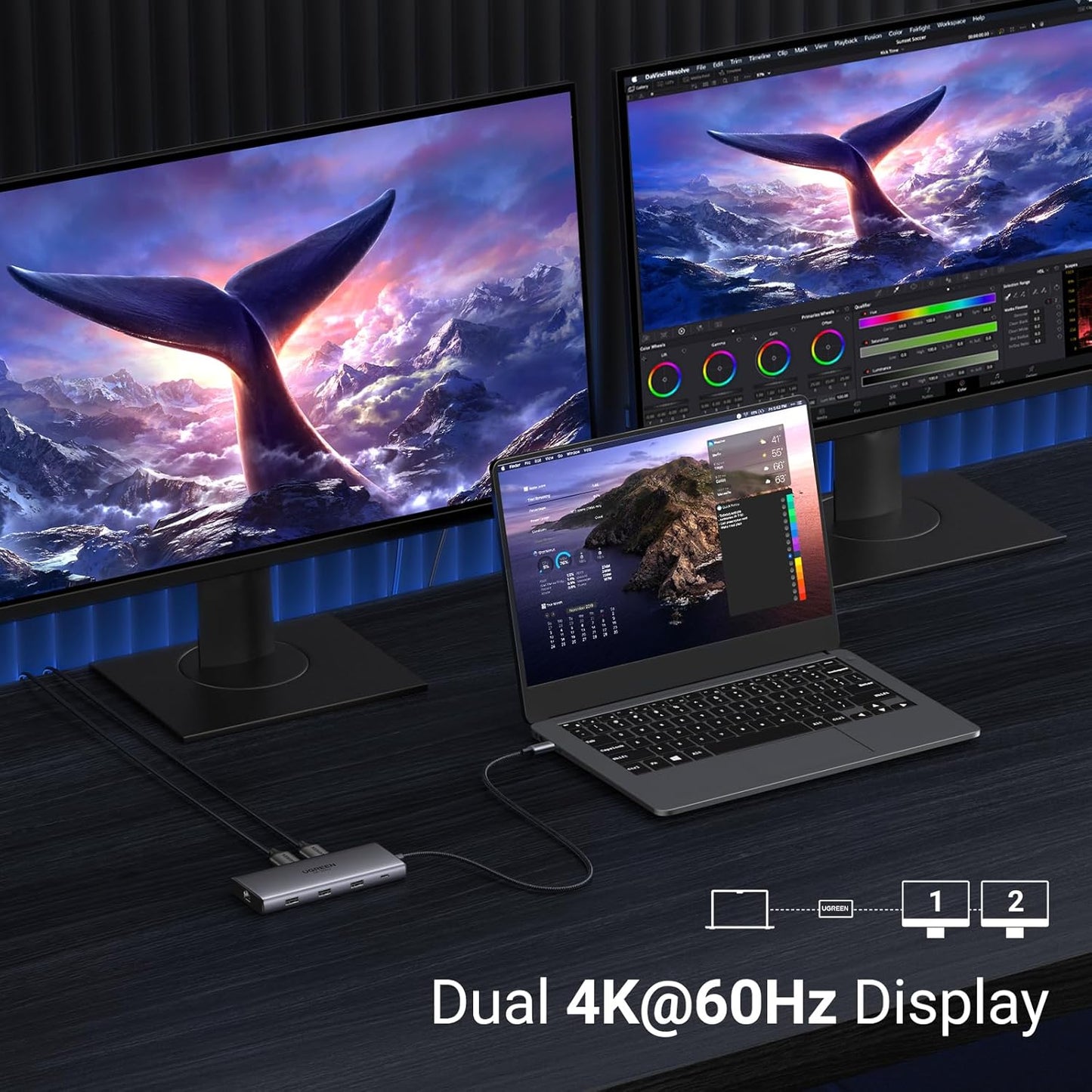 Revodok Pro 210 Laptop Docking Station 10 in 1 USB C Dock Dual HDMI 4K@60Hz