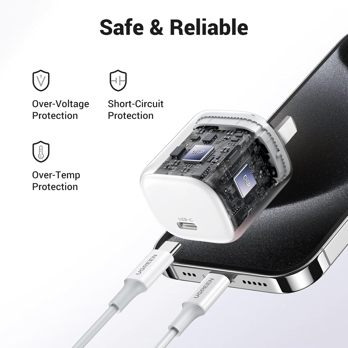 UGREEN Mini 20W USB C Charger AU Plug, PD Fast Charger Block Type C