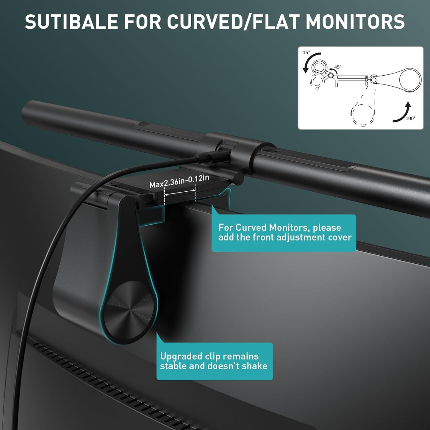Quntis Monitor Light Bar PRO+ with Rem0te Control, Eye-Care Technology Computer Monitor Lamp Dimmable Screen Light Bar with Auto-Dimming, No Screen Glare Home Office Desk Lamp for Curved/Flat Monitors