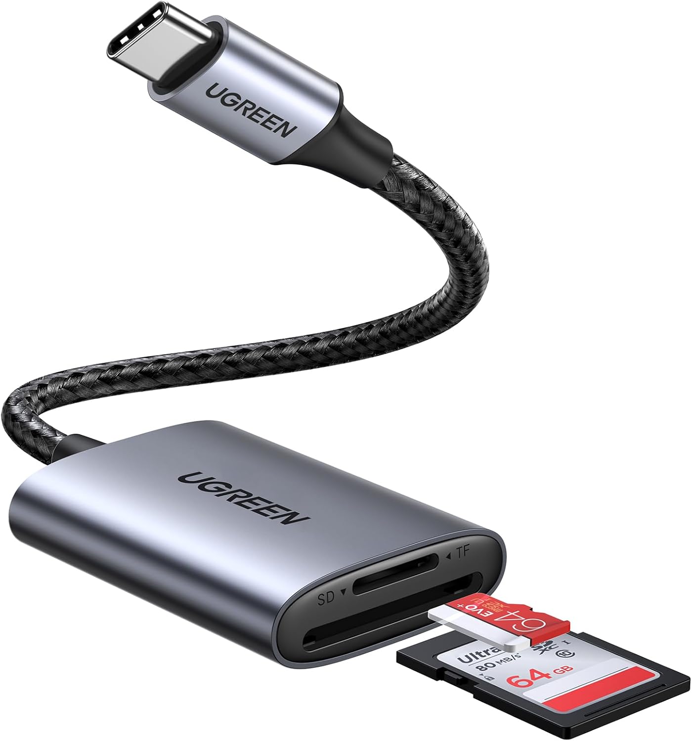 UGREEN USB C SD Card Reader Aluminum Type C Micro SD Card Adapter External Memory Card Readers Thunderbolt 3 for SD/TF/Micro SDXC/SDHC/MMC/RS-MMC Compatible with iPhone 16/15 Galaxy S24 MacBook iPad