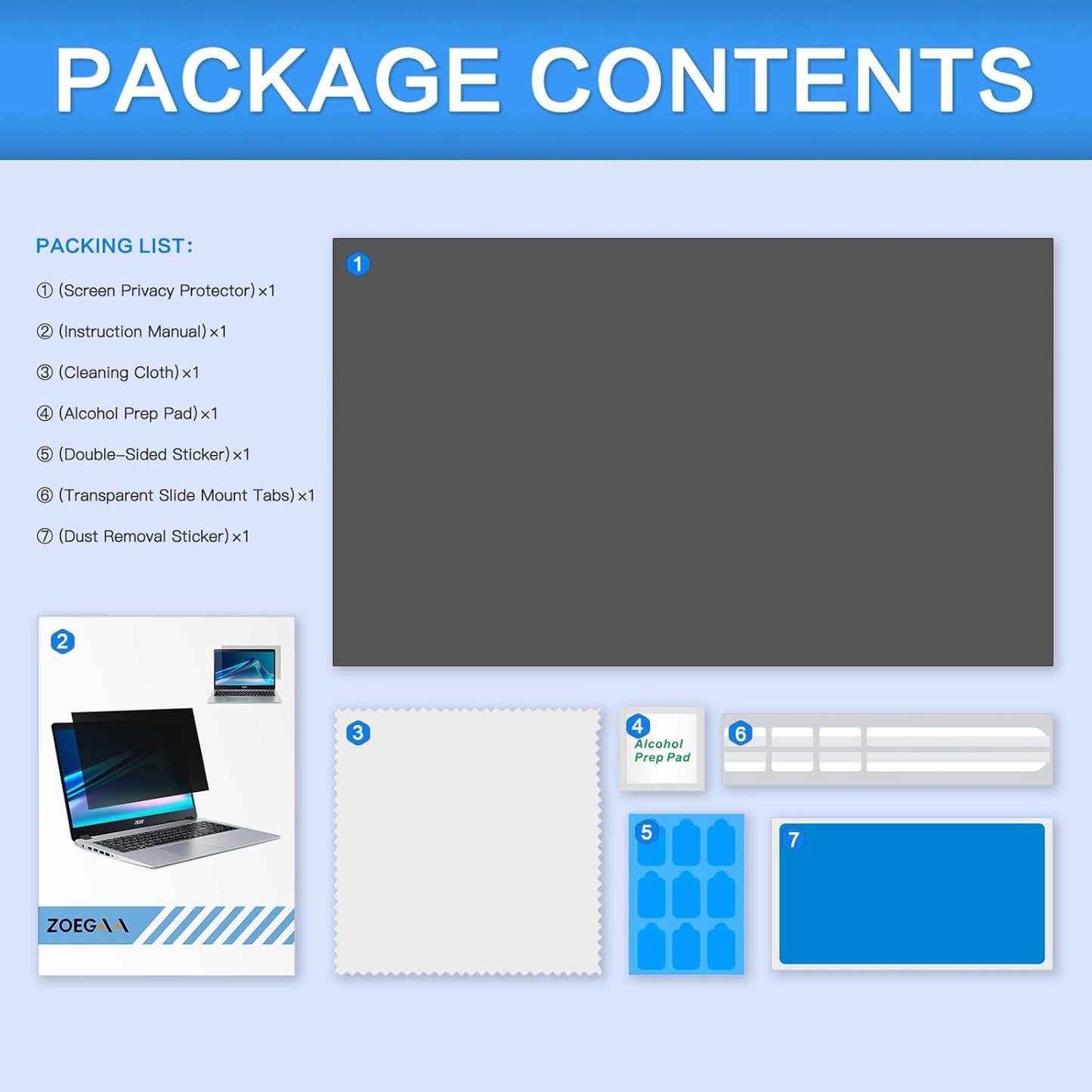 24 Inch Computer Privacy Screen Filter for 16:9 Widescreen Computer Monitor 20.9"x11.8" - Computer Screen Privacy Shield and Anti Blue Light Anti Glare Screen Protector