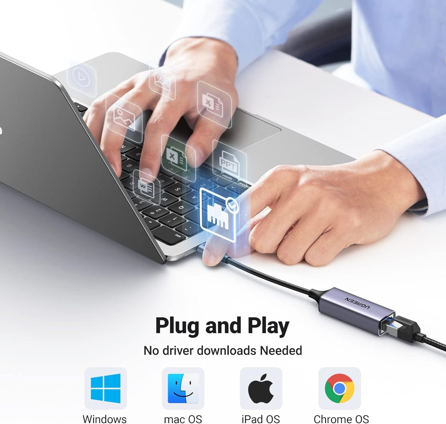 USB C to Ethernet Adapter Type C RJ45 Gigabit Network Adaptor Thunderbolt 3