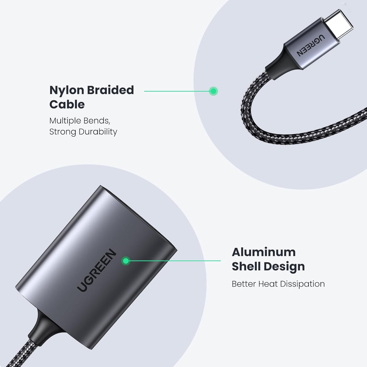 UGREEN USB C SD Card Reader Aluminum Type C Micro SD Card Adapter External Memory Card Readers Thunderbolt 3 for SD/TF/Micro SDXC/SDHC/MMC/RS-MMC Compatible with iPhone 16/15 Galaxy S24 MacBook iPad