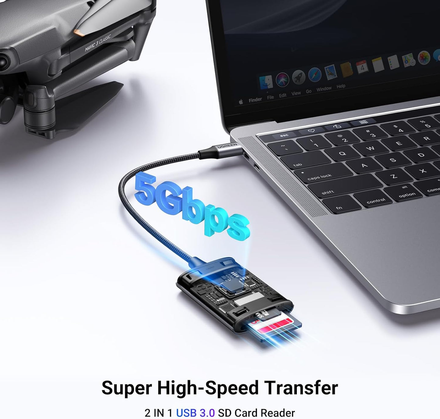 UGREEN USB C SD Card Reader Aluminum Type C Micro SD Card Adapter External Memory Card Readers Thunderbolt 3 for SD/TF/Micro SDXC/SDHC/MMC/RS-MMC Compatible with iPhone 16/15 Galaxy S24 MacBook iPad