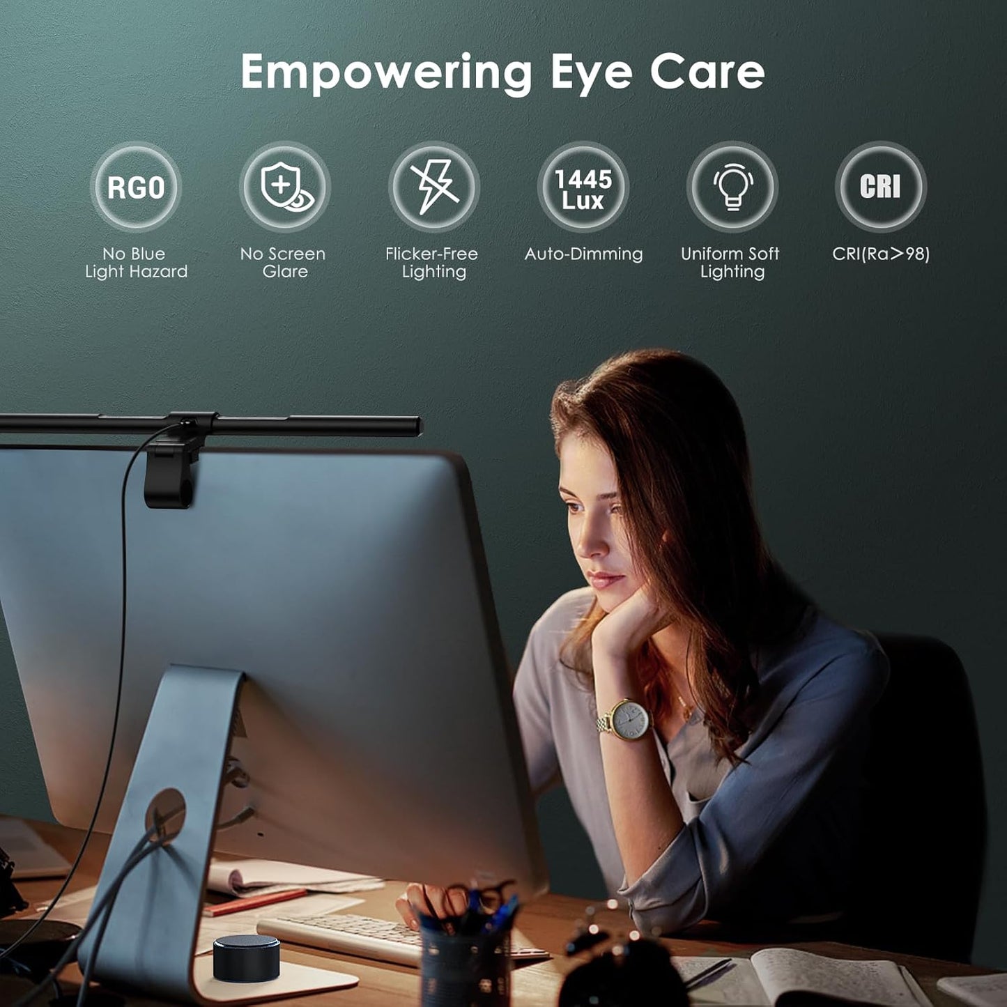 Quntis Monitor Light Bar PRO+ with Rem0te Control, Eye-Care Technology Computer Monitor Lamp Dimmable Screen Light Bar with Auto-Dimming, No Screen Glare Home Office Desk Lamp for Curved/Flat Monitors