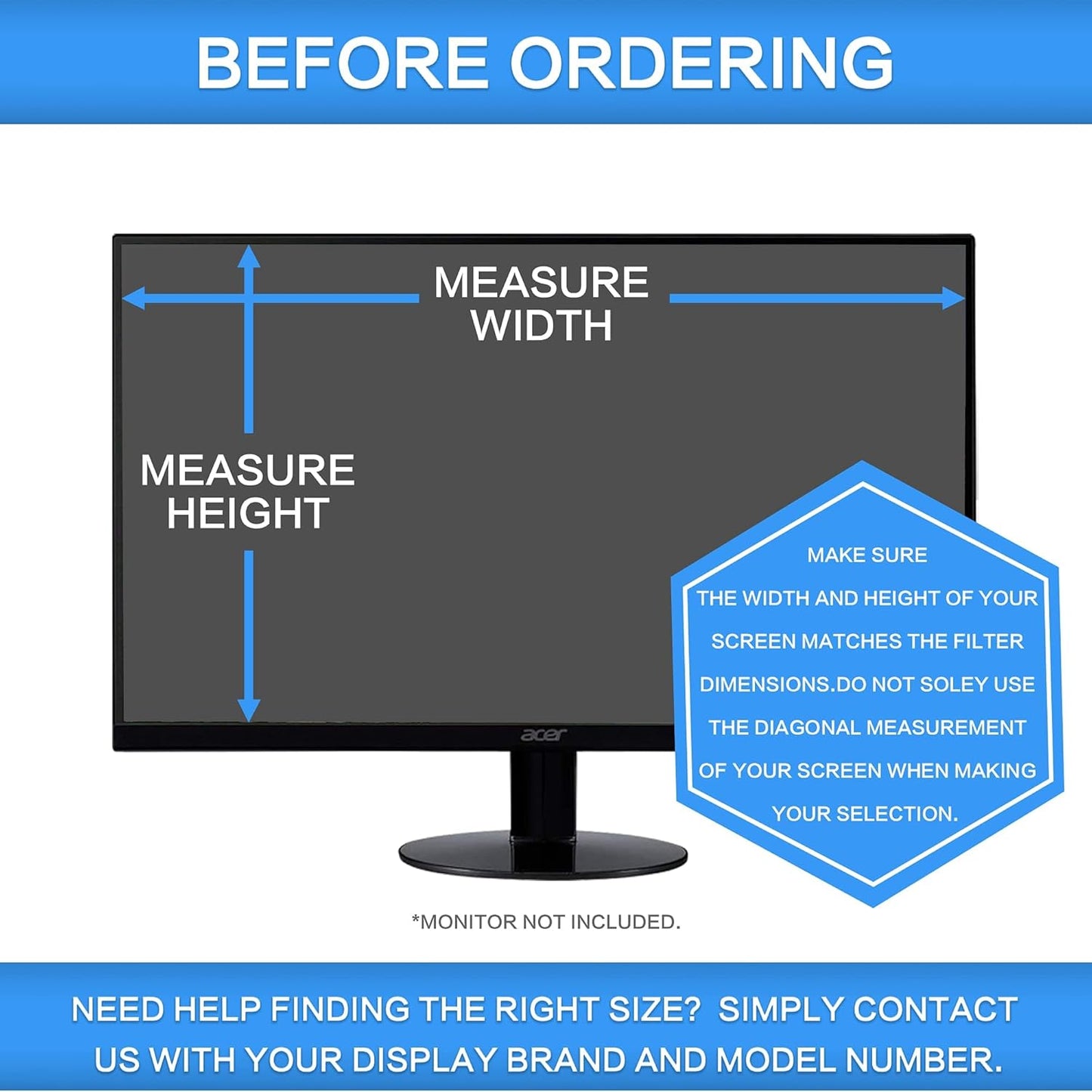 24 Inch Computer Privacy Screen Filter for 16:9 Widescreen Computer Monitor 20.9"x11.8" - Computer Screen Privacy Shield and Anti Blue Light Anti Glare Screen Protector