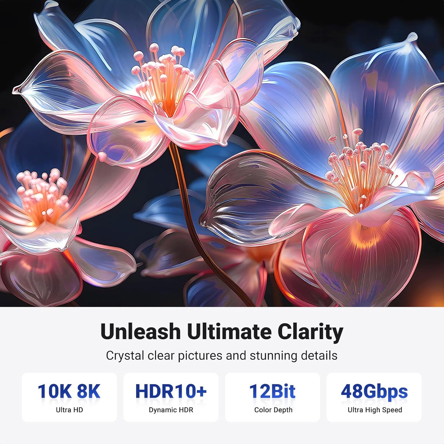 UGREEN HDMI 2.1 Cable 5M 10K 8K@60Hz Certified Ultra High Speed HDMI Cord Braided 48Gbps 4K@240Hz Support Dynamic HDR eARC Dolby Atmos HDCP Compatible with PS5 PS4 Xbox Roku TV HDTV Blu-ray Projector