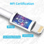 USB C to Lightning Cable 3Pack 1,8meters [Apple MFi Certified] iPhone Fast Charger Cable USB-C Power Delivery Charging Cord